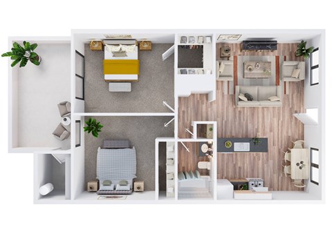 Floor plan for 2 beds, 1 bath, 850 sqft